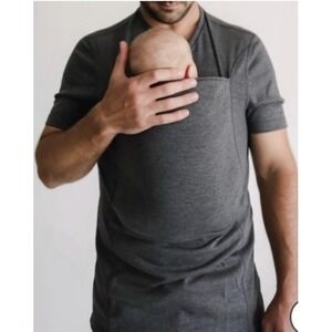 Lalabu Dad Shirt Baby Wearing Carrier Pouch V Neck Gray Short Sleeve Mens M